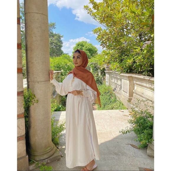 H&M Wide Cut Kaftan Dress Cream New - Picture 11 of 11